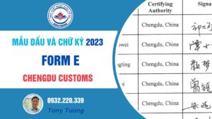 Mẫu dấu và chữ ký form E Chengdu customs