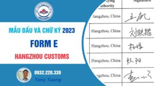 mẫu dấu và chữ ký form E 2023 Hangzhou customs