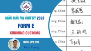 mẫu dấu và chữ ký form E 2023 Kunming customs