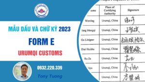 mẫu dấu và chữ ký form E 2023 URUMQI customs